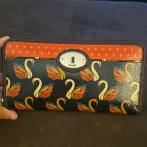 Fossil Multicolor Swan Design Wallet